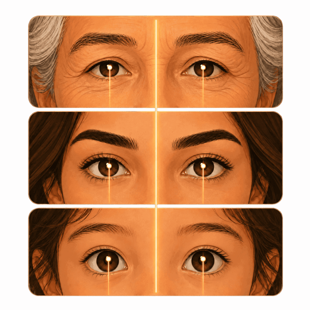 Visual trait analyzer displaying separate similarity percentages for eyes, nose, lips, and jawline